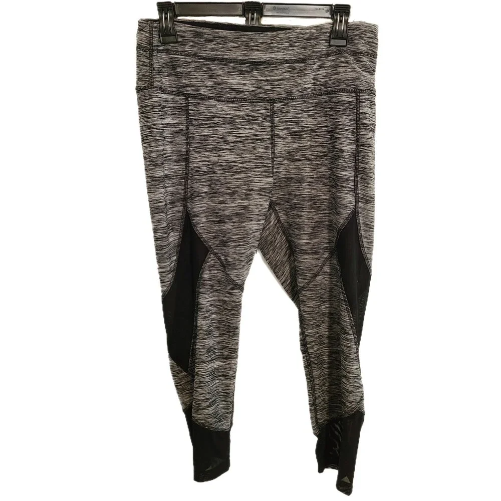 RBX ☆ Black & Gray Athletic 7/8 Leggings w/ Mesh Panels. Sz L (12-14), FREE S/H - Picture 2 of 5